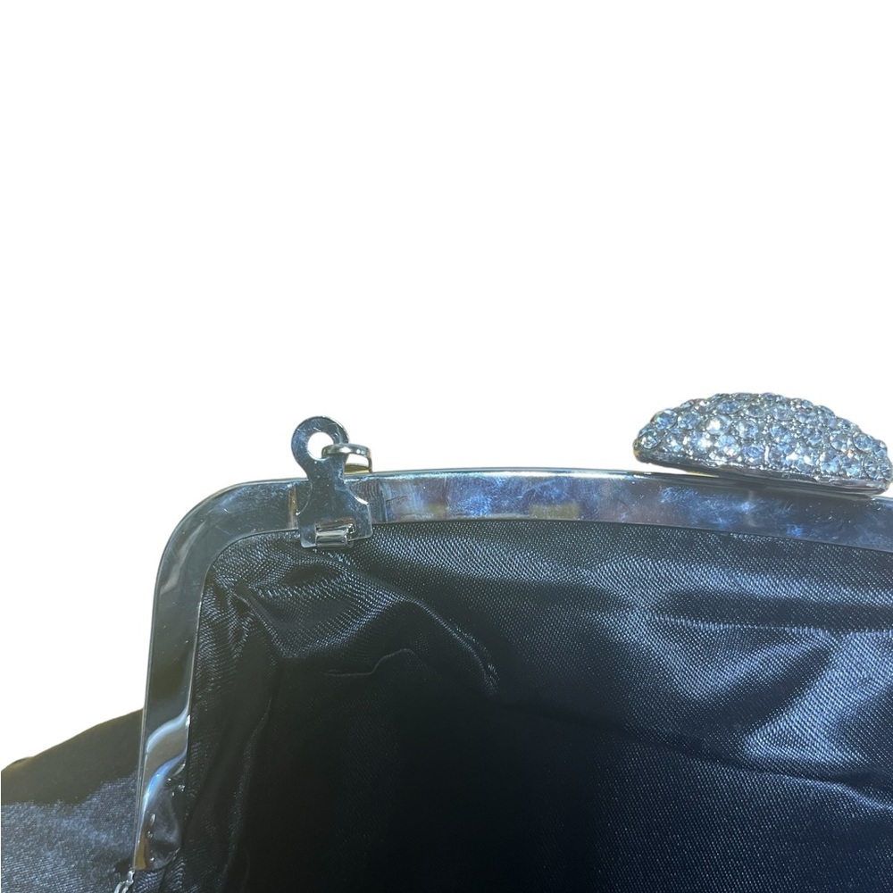 Black Satin Pouch Style Clutch Evening Bag - Picture 6 of 8